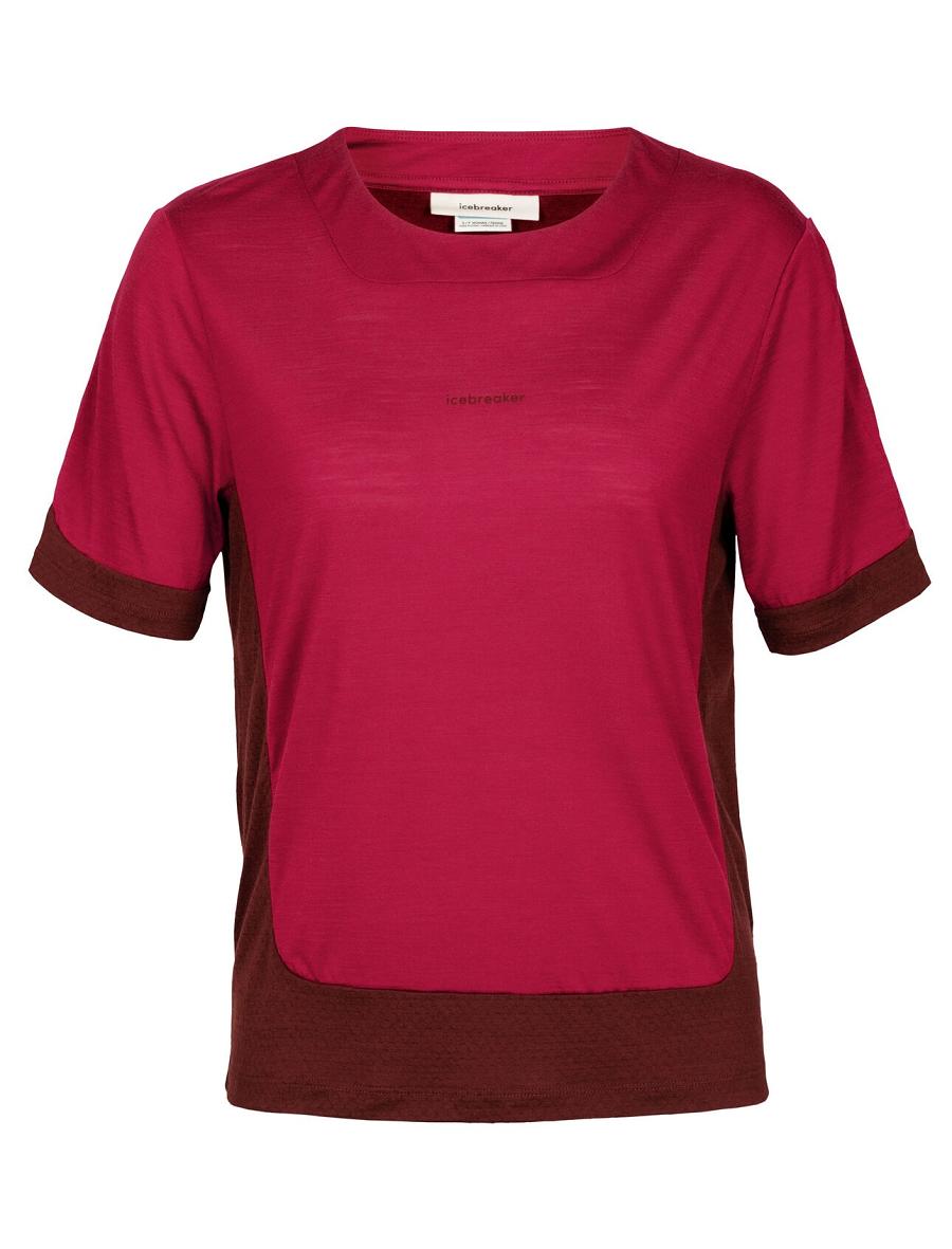 Women's Icebreaker ZoneKnit™ Merino Short Sleeve Boxy T Shirts Cherry / Espresso | CA 1359OKIR